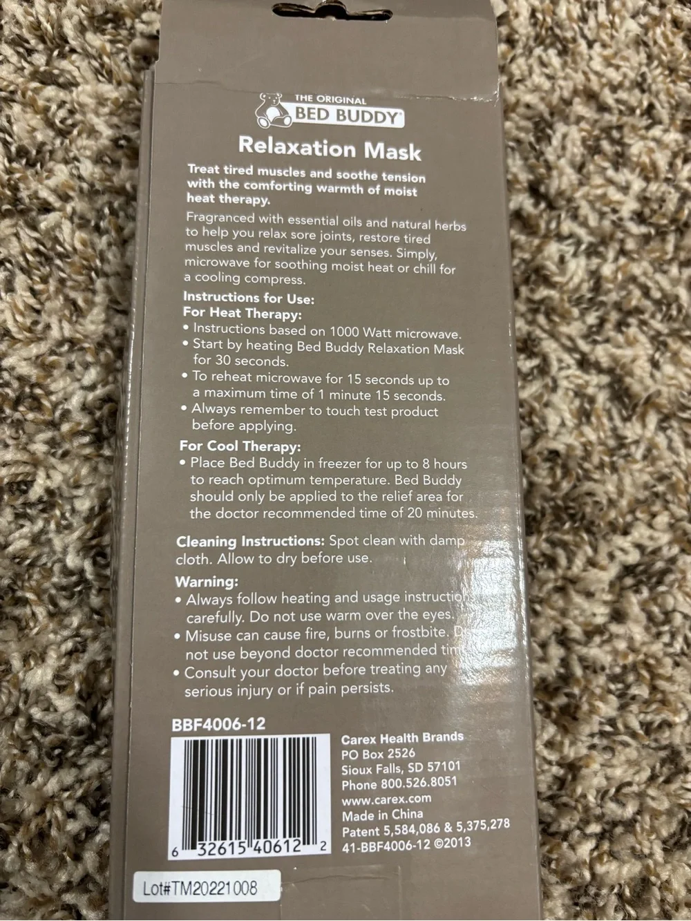 Bed Buddy Relaxation Mask Lavender Satin Single Sleep Mask Purple BBF4006-12